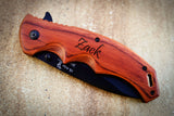 Elk Ridge Paccawood Folding Knife - Black Blade-Personalized pocket knife-EngraveMeThis