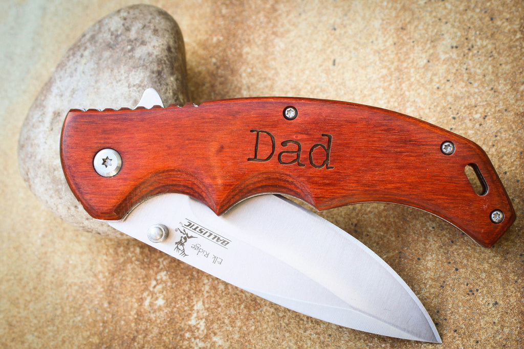 Personalized Elk Ridge Folding Wood Handle Pocket Knife