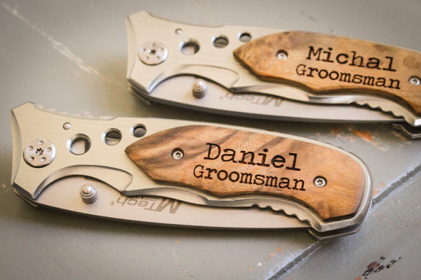 MTech Folding Knife with Maple Inlay-Personalized pocket knife-EngraveMeThis