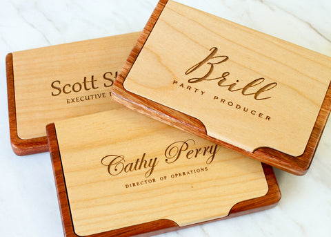 Maple and Rosewood Business Card Case-personalized business card case-EngraveMeThis