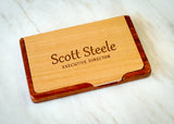 Maple and Rosewood Business Card Case-personalized business card case-EngraveMeThis