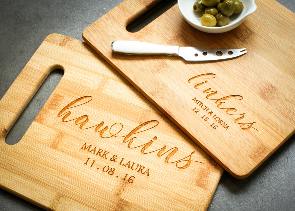 Custom Engraved Bamboo Cutting Board, Personalized Cheese Board
