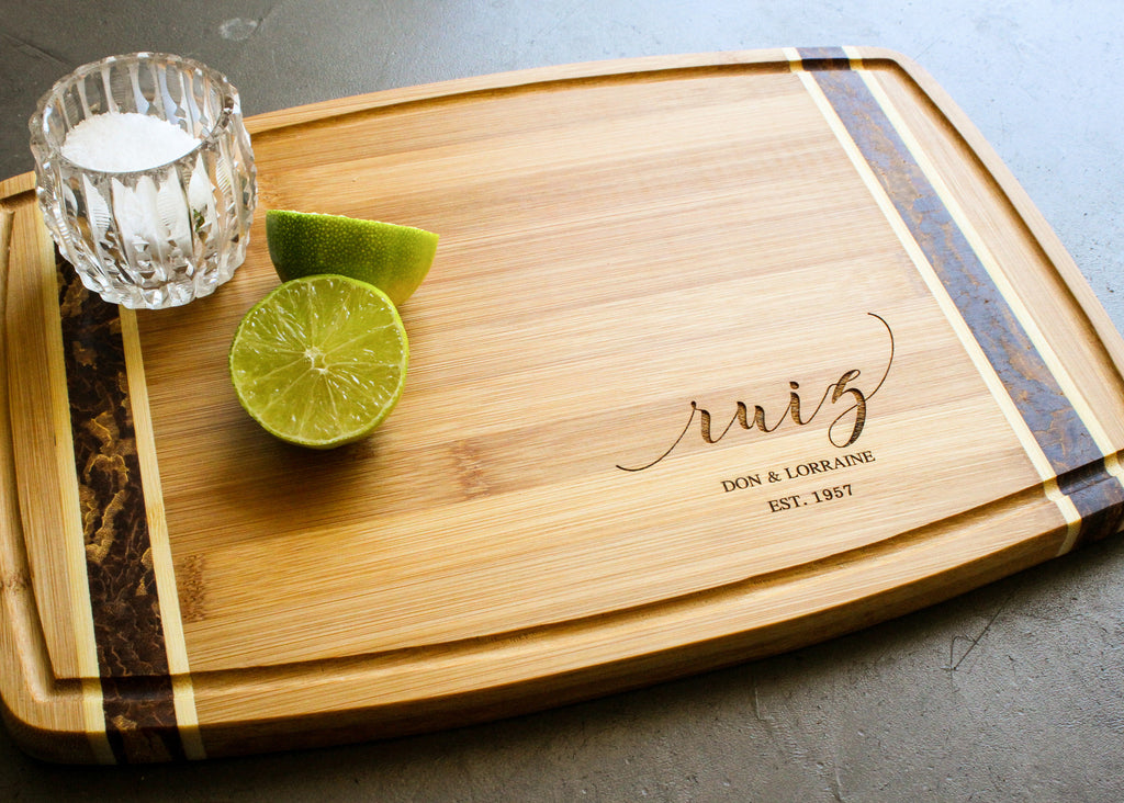 Personalized Bamboo Inlay Cutting Board by EngraveMeThis