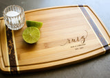 Bamboo Cheese Board with End Grain Inlay-personalized cutting board-EngraveMeThis