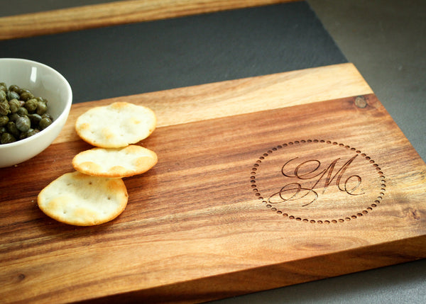 Modern Rustic Acacia & Slate Cutting Board-Personalized Cutting Board-EngraveMeThis