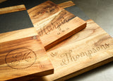 laser engraved wood cutting boards with slate detail