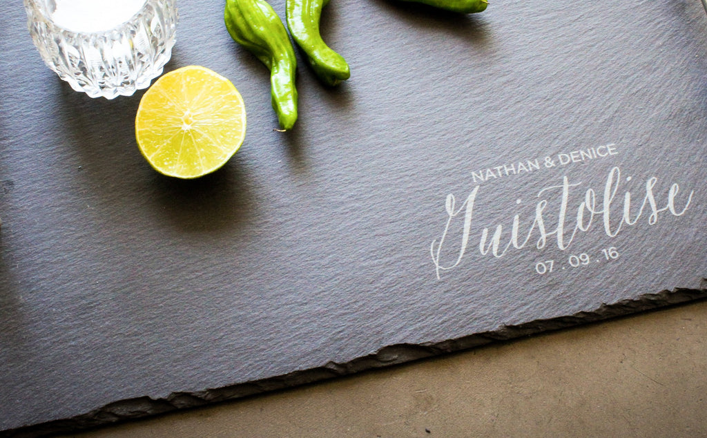 Personalized slate serving tray by EngraveMeThis