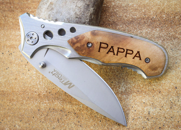 MTech Maple Inlay Folding Knife-Personalized pocket knife-EngraveMeThis