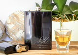 Monogrammed Black Hip Flask-personalized stainless steel hip flask-EngraveMeThis