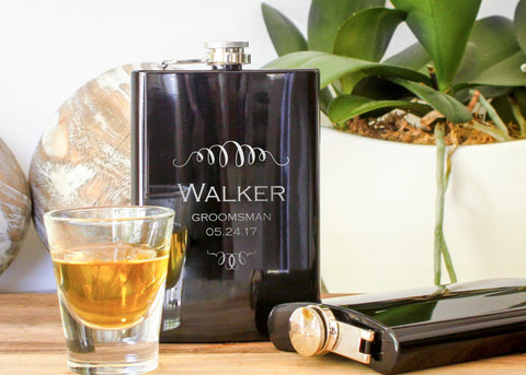 Whiskey Hip Flask in Black-personalized stainless steel hip flask-EngraveMeThis