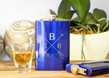 Hip Flask in Metallic Blue-personalized stainless steel hip flask-EngraveMeThis