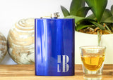Blue Metallic Hip Flask-personalized stainless steel hip flask-EngraveMeThis