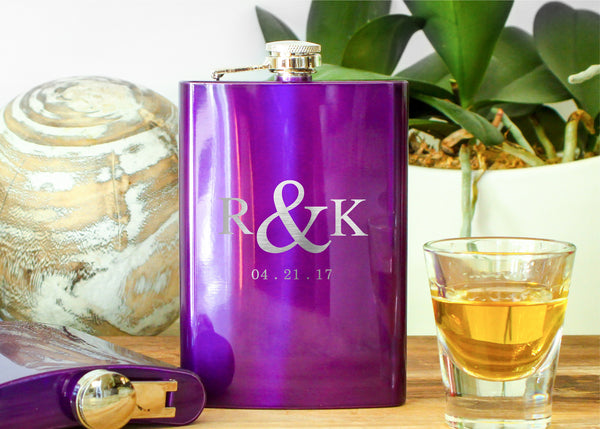 Hip Flask in Royal Purple-personalized stainless steel hip flask-EngraveMeThis