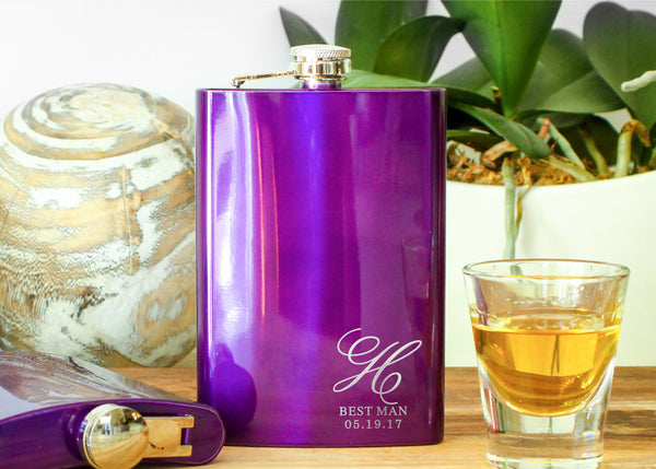 Purple Metallic Whiskey Flask-personalized stainless steel hip flask-EngraveMeThis
