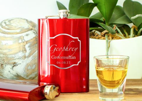 Metallic Red Hip Flask-personalized stainless steel hip flask-EngraveMeThis