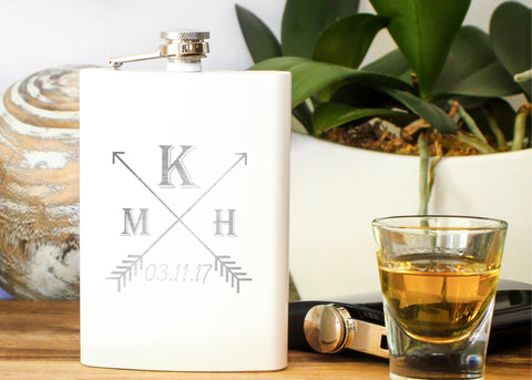 White High Gloss Hip Flask-personalized stainless steel hip flask-EngraveMeThis