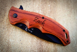 Paccawood Folding Knife by Elk Ridge - Black Blade-Personalized pocket knife-EngraveMeThis