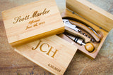 Waiter's Corkscrew Set in Bamboo Box-personalized wine tools-EngraveMeThis