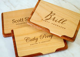 Rosewood and Maple Business Card Holder-personalized business card case-EngraveMeThis