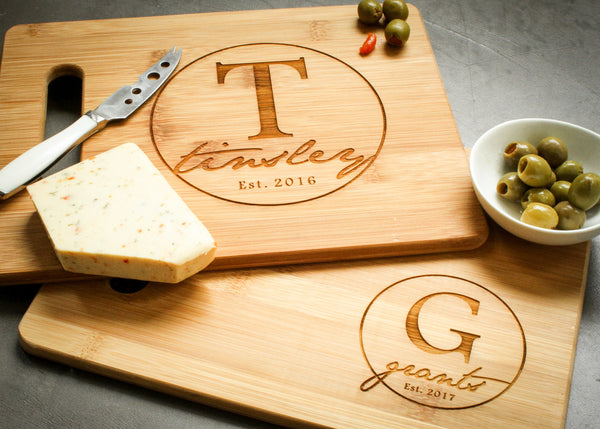 Personalized Bamboo Inlay Cutting Board by EngraveMeThis