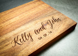 Personalized cutting board with slate inlay