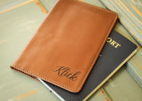 Brown Leather Passport Holder-personalized passport case-EngraveMeThis
