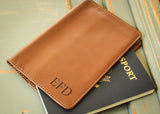 Leather Passport Case in Brown-personalized passport holder-EngraveMeThis