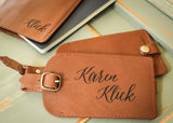 Leather Luggage Tag in Brown-personalized luggage tag-EngraveMeThis