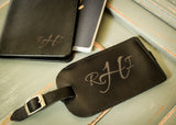 Black Leather Luggage Tag-personalized luggage tag-EngraveMeThis