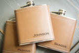 Tan Leather Flask-personalized top shelf leather flask-EngraveMeThis