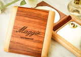 Rosewood & Maple Pocket Mirror-Personalized compact mirror-EngraveMeThis