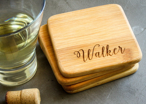 Wood Coaster Set-custom personalized coaster set-EngraveMeThis
