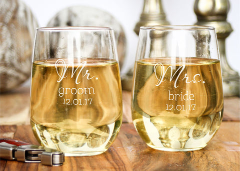 White Wine Glasses-personalized wine glasses-EngraveMeThis