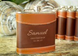 Brown Two Tone Leather Hip Flask-personalized top shelf leather flask-EngraveMeThis