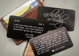 Silver Wallet Insert Card-engraved wallet card father of the bride gift-EngraveMeThis