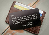 Black Wallet Insert Card-engraved wallet card father of the bride gift-EngraveMeThis