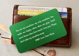 Green Wallet Insert Card-engraved wallet card father of the bride gift-EngraveMeThis