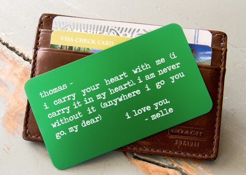 Green Wallet Insert Card-engraved wallet card father of the bride gift-EngraveMeThis