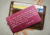 Pink Wallet Insert Card-engraved wallet card father of the bride gift-EngraveMeThis