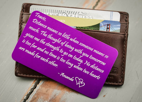 Purple Wallet Insert Card-engraved wallet card father of the bride gift-EngraveMeThis