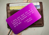 Purple Wallet Insert Card-engraved wallet card father of the bride gift-EngraveMeThis