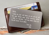 Silver Wallet Insert Card-engraved wallet card father of the bride gift-EngraveMeThis